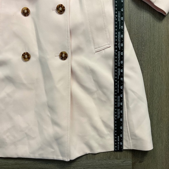 NWT H&M Double Breasted Belted Trench Coat Jacket Womens Large Light Pink Classy - Picture 9 of 9